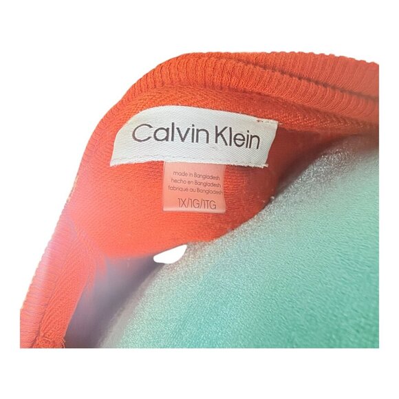 Calvin Klein Orange Zip-Front Knit Dress - Long Sleeve Casual Midi with Pockets - Picture 12 of 12